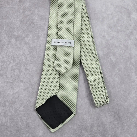 Geoffrey Beene Green Blue Stripe Polka Dot Silk Executive Neck Tie Men's - Picture 3 of 6